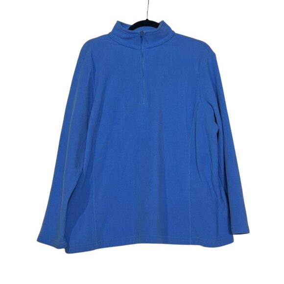 Land's End Pullover Fleece Quarter Zip Sweater Royal Blue Size 1X Oeko-Tex - Picture 1 of 9